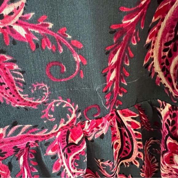 Maggy London Paisley Gathered Waist Maxi Dress 16 Slate cherry blossom green - Picture 5 of 13